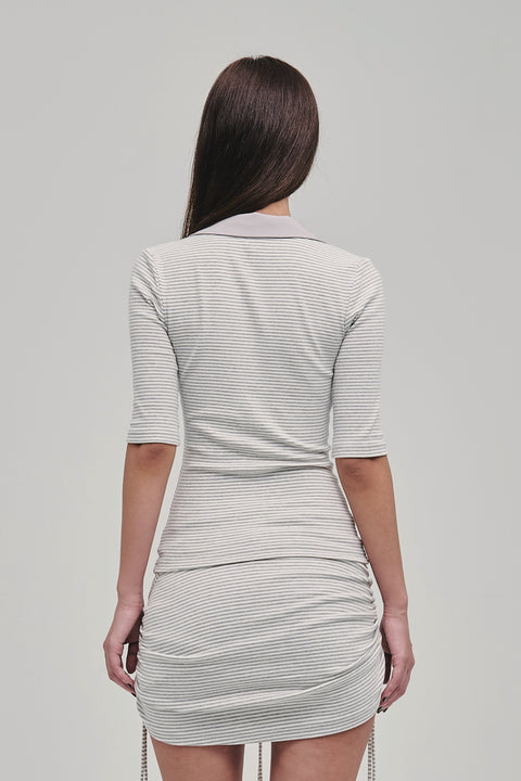 TUTOR STRIPED POLO GREY