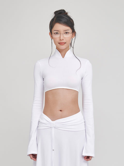 MOXIE CROPPED QIPAO WHITE