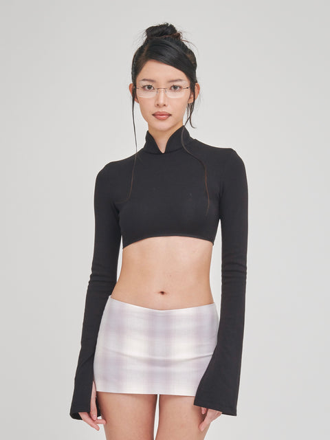 MOXIE CROPPED QIPAO BLACK