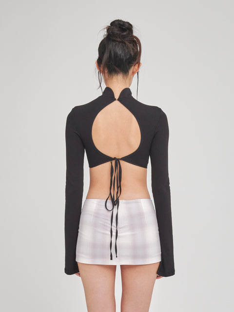 MOXIE CROPPED QIPAO BLACK