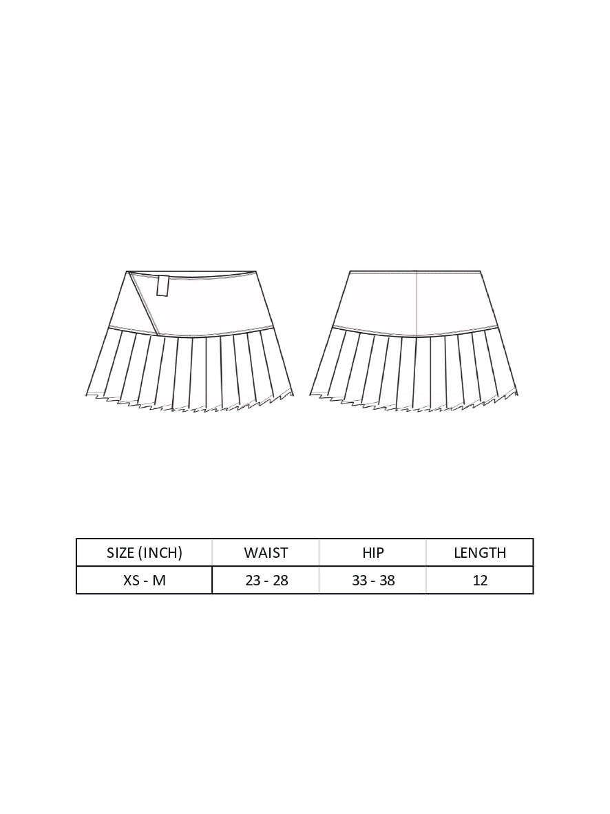 PLEATED DENIM MINISKIRT (BLACK)