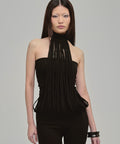 MIEN TOP SPAGHETTI STRAP HIGH NECK BLACK FRONT


