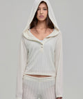 DAZED KNIT HOODIE CREAM