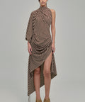 MIRAGE STRIPED DRESS RED MAROON FRONT