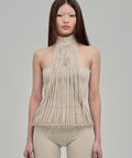 MIEN TOP SPAGHETTI STRAP HIGH NECK CREAM FRONT
