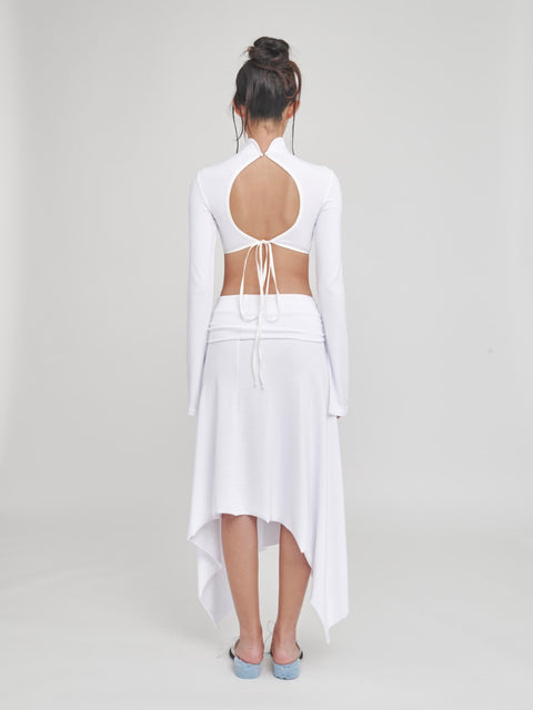 MOXIE CROPPED QIPAO WHITE