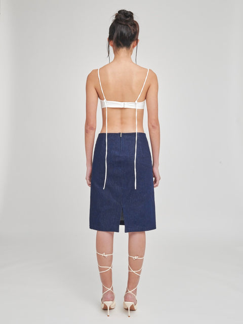 VESSEL DENIM MIDI SKIRT