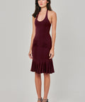 RIPPLE DRESS MAROON