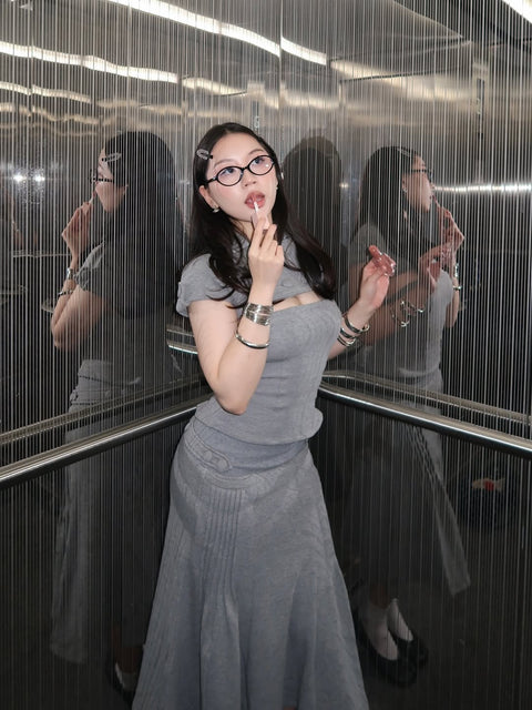Ghostboy customer wearing the DUET TOP FOG and SONATA SKIRT FOG (from Instagram)