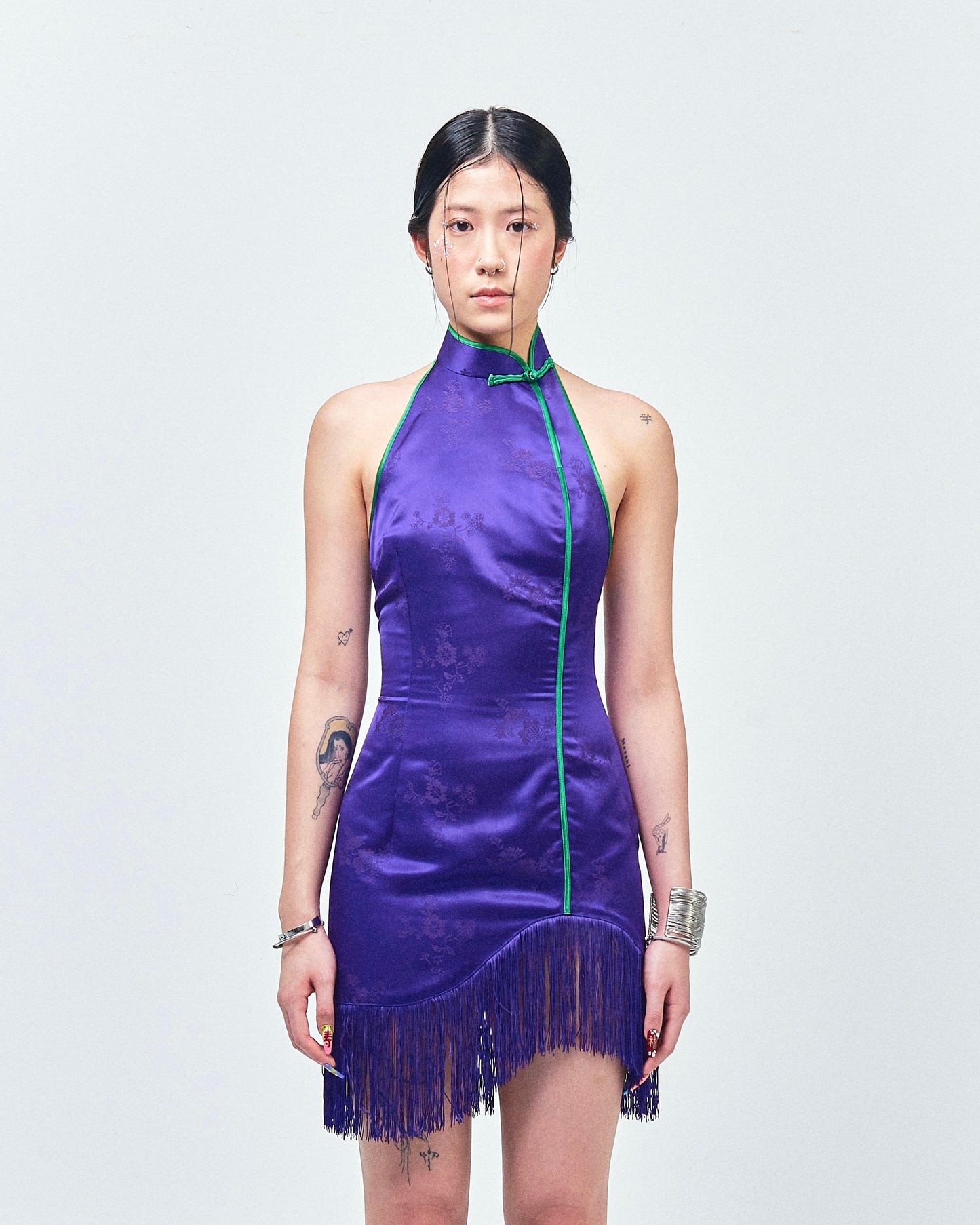 PURPLE QIPAO MINI DRESS